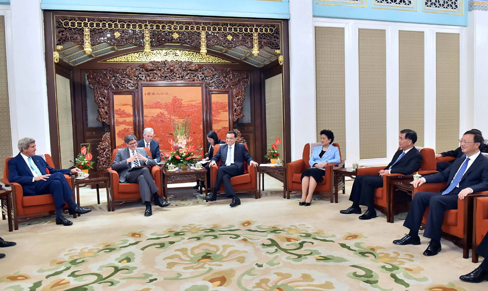 李克強會見美國國務卿克里和財長雅各布&middot;盧